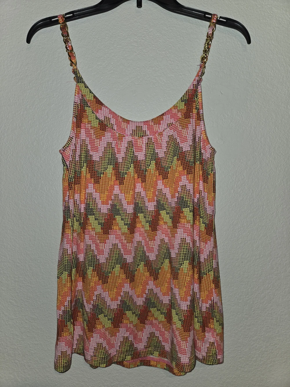 Michael Kors Women's M Multicolor Geometric Chain Scoop Neck Cami Tank Boho Chic